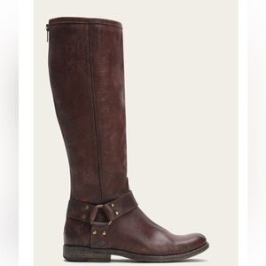 Frye Phillip Harness Tall Riding Boots Dark Brown